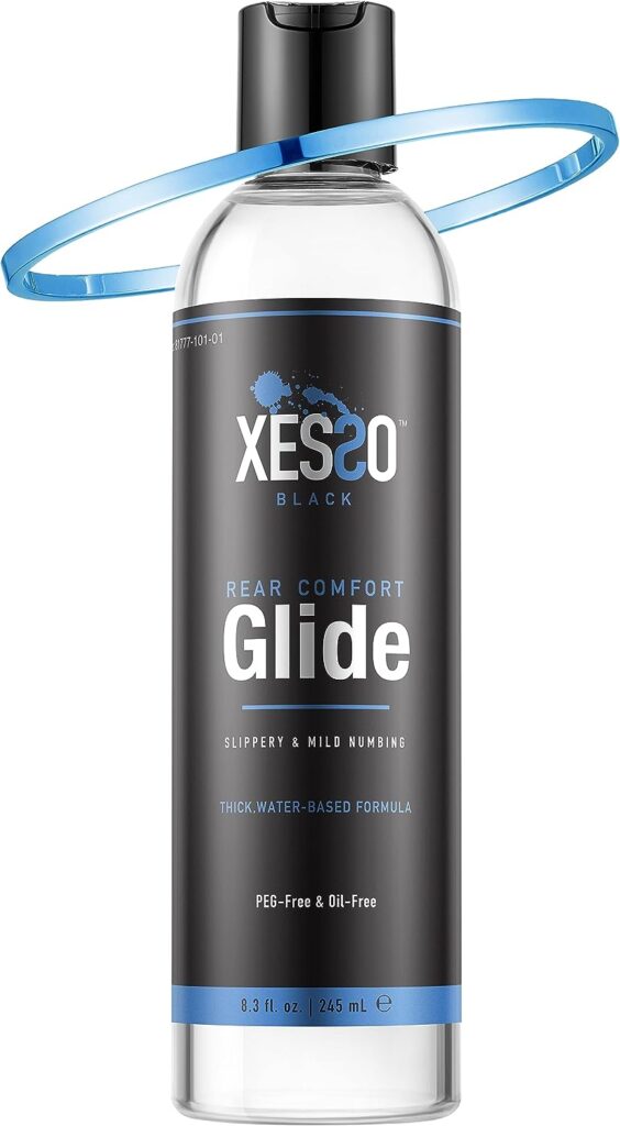 bottle of Xesso numbing anal lube against a white background