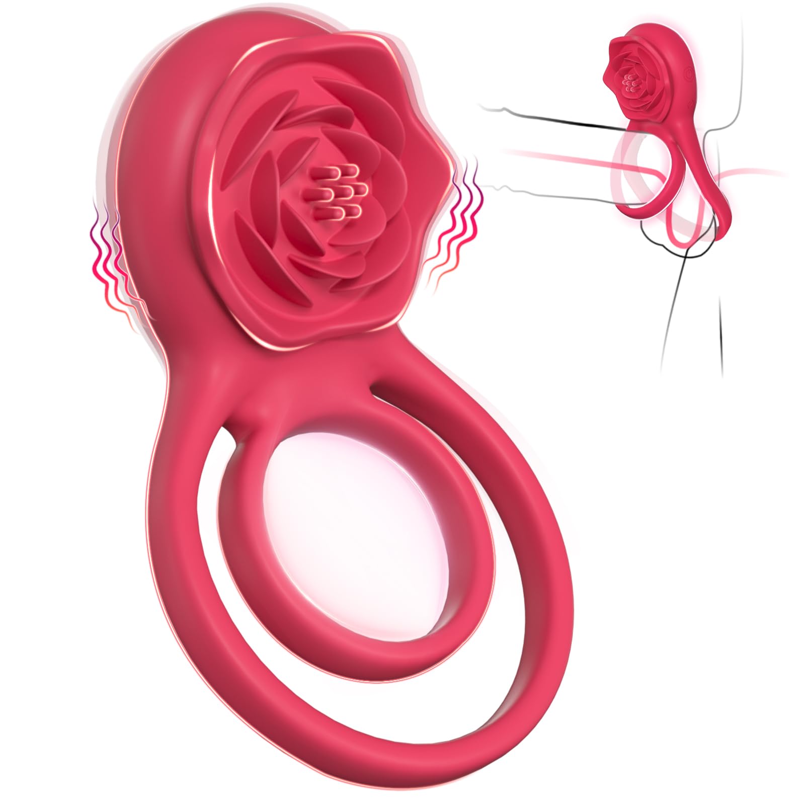 Vibrating Cock Ring with Rose Clitoral Stimulator