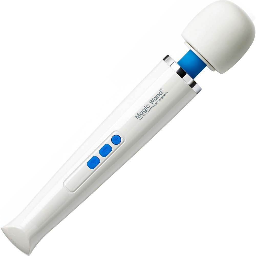 white handheld rechargeable magic wand massager